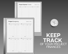 Load image into Gallery viewer, Project Planner Templates for reMarkable tablet | Digital Project Tracker Management Tool Includes Gannt Charts
