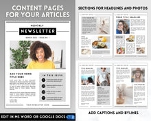 Load image into Gallery viewer, EDITABLE Newsletter Template | With 45+ templates for Real Estate, Realtor, Monthly Newspaper, Relief Society, Brochure, Nonprofit | Perfect for WORD &amp; GOOGLE Docs
