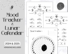 Load image into Gallery viewer, 2024 Moon Journal | With Moon Calendar, Moon Phases, 2024 2025 Lunar Calendar, Moon Planner, Moon Magic, New Moon, Moon Phase Printable &amp; Manifestation
