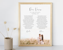 Load image into Gallery viewer, His and Hers Wedding Vows Wall Art Print | Includes First Anniversary Gift, Paper Anniversary, EDITABLE Wedding Vows Template &amp; Vow Book Booklet
