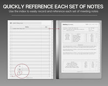 Load image into Gallery viewer, Meeting Minutes Template for reMarkable Tablet |  Meeting Agenda, Note Taking, Project planner, Task List Templates
