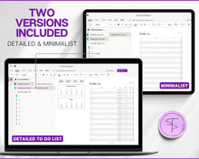 Load image into Gallery viewer, OneNote To Do List Template | Packed with Hyperlinked To Do List for One Note, Digital Task List, Brain Dump Template, ADHD to do list &amp; Minimalist List
