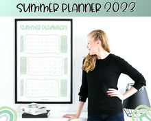 Load image into Gallery viewer, Kids Summer Calendar 2023 | Summer Poster, Summer Countdown, Printable Planner &amp; Checklist | Green
