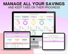 Load image into Gallery viewer, COLORFUL Savings Spreadsheet | Sinking Funds Tracker, Savings Tracker, Finance Budget Planner &amp; Savings Template | for Excel &amp; Google Sheets
