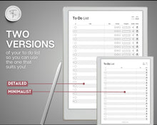 Load image into Gallery viewer, Digital To Do List, Supernote Template, Digital Task List, Brain Dump Template, Supernote Planner, a5x a6x, Template for Supernote
