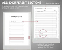 Load image into Gallery viewer, Digital Meeting Notes Template for Supernote | Perfect for Meeting Agenda, Project planner, Supernote Planner | a5x a6x, Template for Supernote
