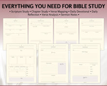 Load image into Gallery viewer, Bible Study Guide BUNDLE | Packed with 90 Bible Study Journal Templates, Soap Bible Study Notes, Sermon Verse Mapping, Christian Prayer &amp; Bible Journaling
