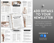 Load image into Gallery viewer, EDITABLE Newsletter Template | With 45+ templates for Real Estate, Realtor, Monthly Newspaper, Relief Society, Brochure, Nonprofit | Perfect for WORD &amp; GOOGLE Docs
