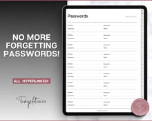 Load image into Gallery viewer, Digital Password Book | Password Tracker with tabs, Password Keeper &amp; Organizer, Password Log | Perfect for Goodnotes, Notability, iPad &amp; Digital Notebook | Mono
