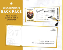 Load image into Gallery viewer, Road Trip Ticket Template | EDITABLE Suprise Road Trip Ticket Invitation | Gold
