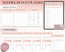 Load image into Gallery viewer, EDITABLE Wedding Planner Binder Kit, Wedding Planner, Wedding Planning Checklist, Wedding Day Schedule, To Do List, Budget, Timeline, CANVA
