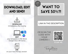 Load image into Gallery viewer, EDITABLE Therapist Note Templates | Includes Therapy Note sheet, Therapist Progress Notes, Therapy Session Template, Counselling Planner &amp; Therapy Journal Canva
