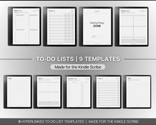 Load image into Gallery viewer, To Do List templates for Kindle Scribe | Digital TO DO LISTS with 9 hyperlinked templates, Weekly planner, Daily Calendar, adhd to do list &amp; tasks
