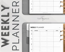 Load image into Gallery viewer, EDITABLE Weekly Planner 1 Page Templates | 2023 Weekly Schedule, To Do List Printable &amp; Habit Tracker templates | Mono Style 2
