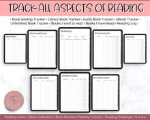 Load image into Gallery viewer, Digital Reading Journal for GoodNotes | Digital Book Journal for Book Lovers | iPad Book Tracker, Book Review &amp; Book Planner | Sky Mono
