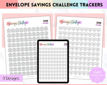 Load image into Gallery viewer, 10k Envelope Challenge, 10000 Savings Tracker Printable, 100 Envelopes Save, Budget Cash Envelope, 100 day challenge, Money Saving Finance | Pastel Rainbow
