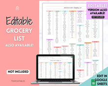 Load image into Gallery viewer, Grocery List Printable | Weekly Shopping List, Meal Planner Checklist, Kitchen Organization Template | Pastel Rainbow
