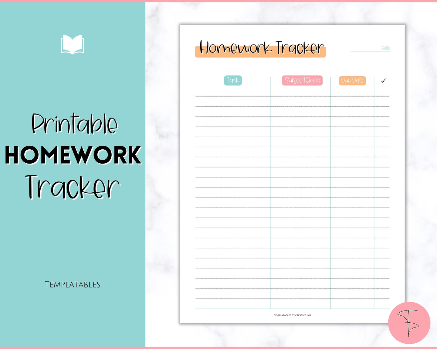 Homework Tracker & Homework Planner Printable | Academic Assignment Planner Template | Colorful Sky