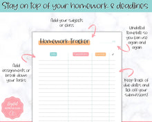 Load image into Gallery viewer, Homework Tracker &amp; Homework Planner Printable | Academic Assignment Planner Template | Colorful Sky
