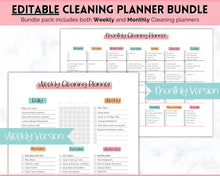 Load image into Gallery viewer, EDITABLE Cleaning Planner, Cleaning Checklist &amp; Cleaning Schedule | Weekly House Chores, Clean Home Routine, Monthly Cleaning List | Colorful Sky
