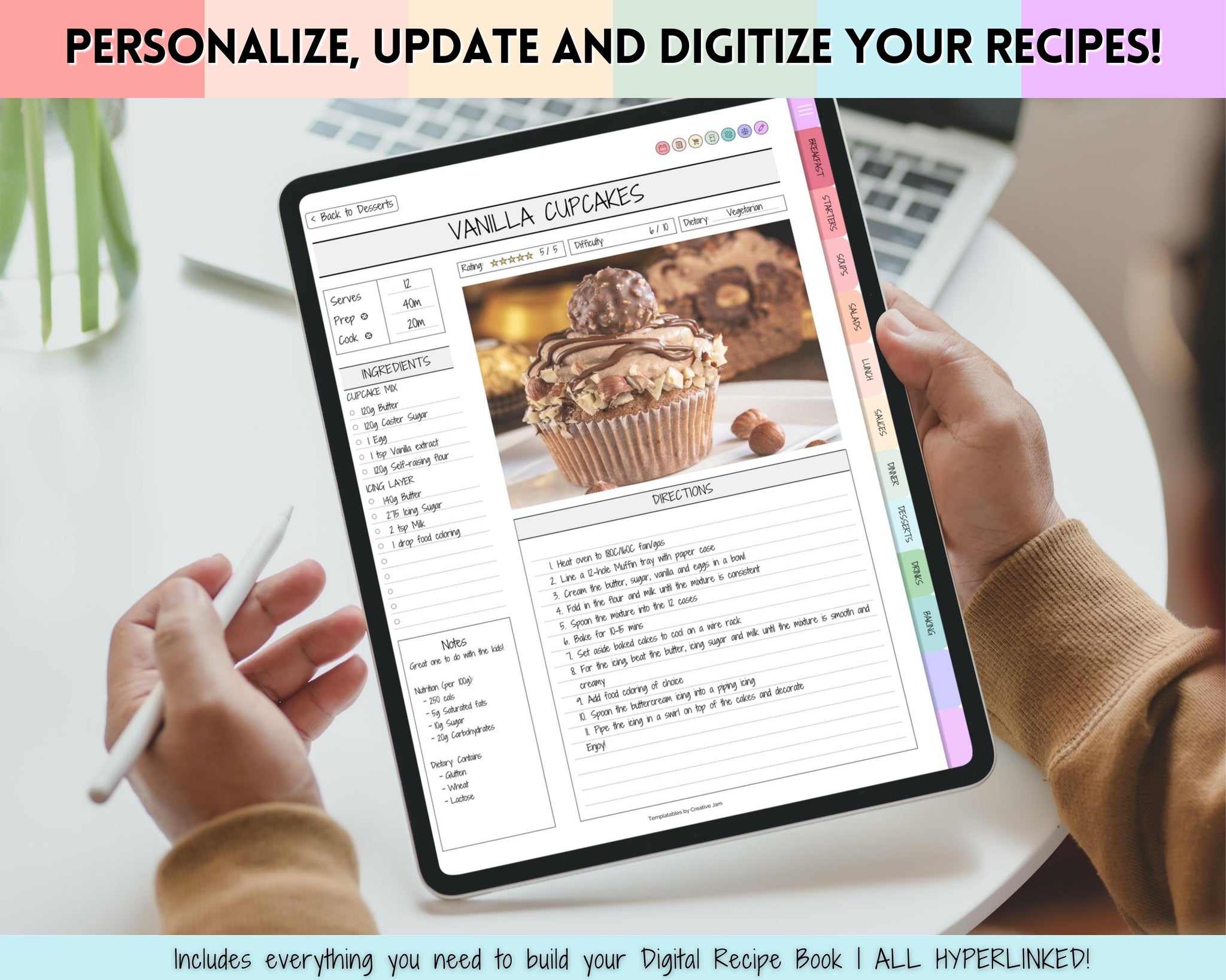 How to use a Digital Recipe Book in Goodnotes  iPad Digital Cookbook for  Beginners 