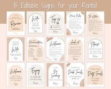 Load image into Gallery viewer, 15 Airbnb Posters | Editable Template Sign Bundle, Wifi password Sign, Check Out Signs for Airbnb Superhosts | Arch
