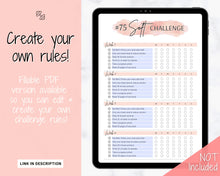 Load image into Gallery viewer, EDITABLE 75 SOFT Challenge Tracker | 75soft Printable Challenge, Fitness &amp; Health Planner | Pink Watercolor
