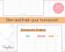 Load image into Gallery viewer, Homework Tracker &amp; Homework Planner Printable | Academic Assignment Planner Template | Colorful Sky
