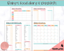 Load image into Gallery viewer, Baby Food Tracker Printable BUNDLE | Baby’s First Foods Meal Planner &amp; Daily Food Diary, 100 Foods Before 1 | Colorful Sky
