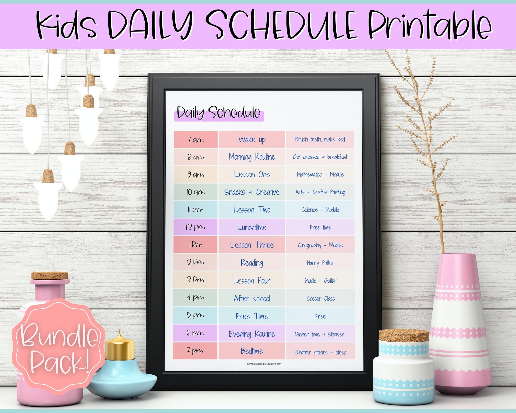 daily schedule chart template printable