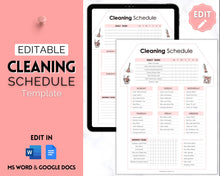 Load image into Gallery viewer, Editable House Shape Cleaning Schedule &amp; Housekeeping Checklist for House Chores | Pink
