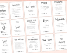 Load image into Gallery viewer, 15 Airbnb Posters! Editable Template Bundle, Wifi password Sign, Welcome Book, House Rules, Airbnb Host, Vacation Rental, Check Out Signage | Google Docs / MS Word
