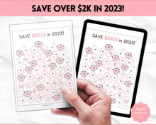 Load image into Gallery viewer, Save 2023 in 2023 Savings Tracker | 2k Savings Challenge Printable | Pink
