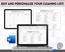 Load image into Gallery viewer, Editable &#39;Our Clean Happy Home&#39; Cleaning Schedule &amp; Housekeeping Checklist for House Chores | Mono
