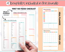 Load image into Gallery viewer, Baby Food Tracker Printable BUNDLE | Baby’s First Foods Meal Planner &amp; Daily Food Diary, 100 Foods Before 1 | Colorful Sky
