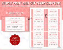 Load image into Gallery viewer, Naughty Sex Coupons for Valentines | Sexy Couples Coupon Book for Him &amp; Her | Personalized Kinky Valentines, Birthday, Anniversary Gifts | Pink
