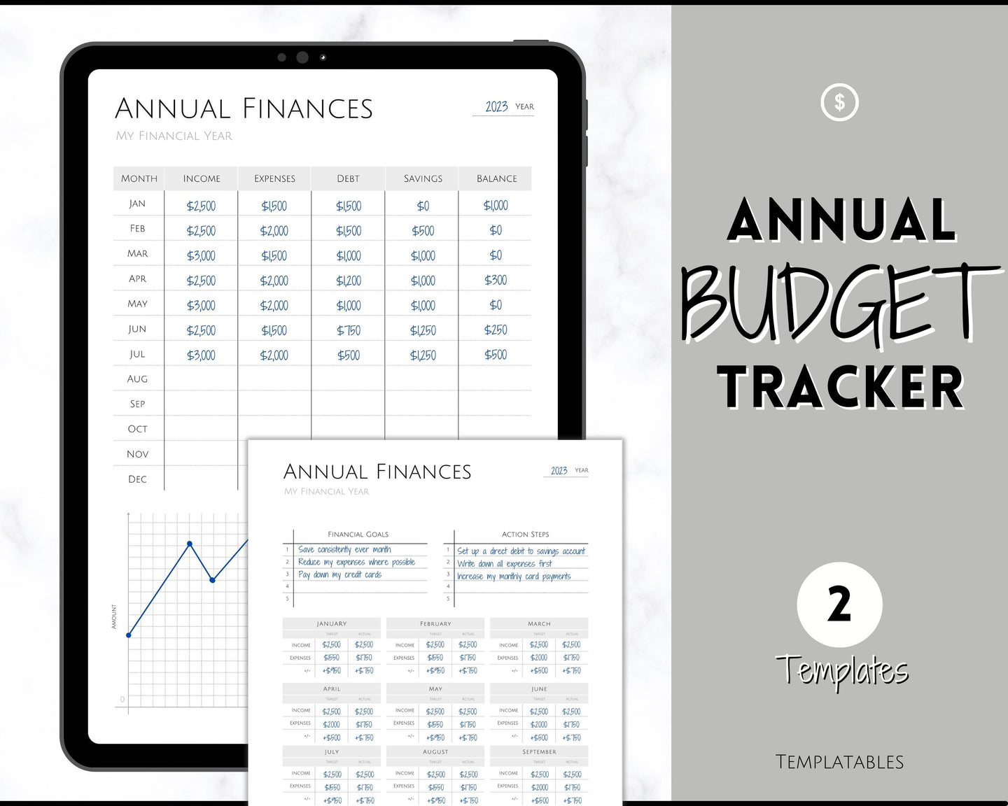 Annual Budget Tracker | Bill, Expenses, Income & Savings Tracker | Mono