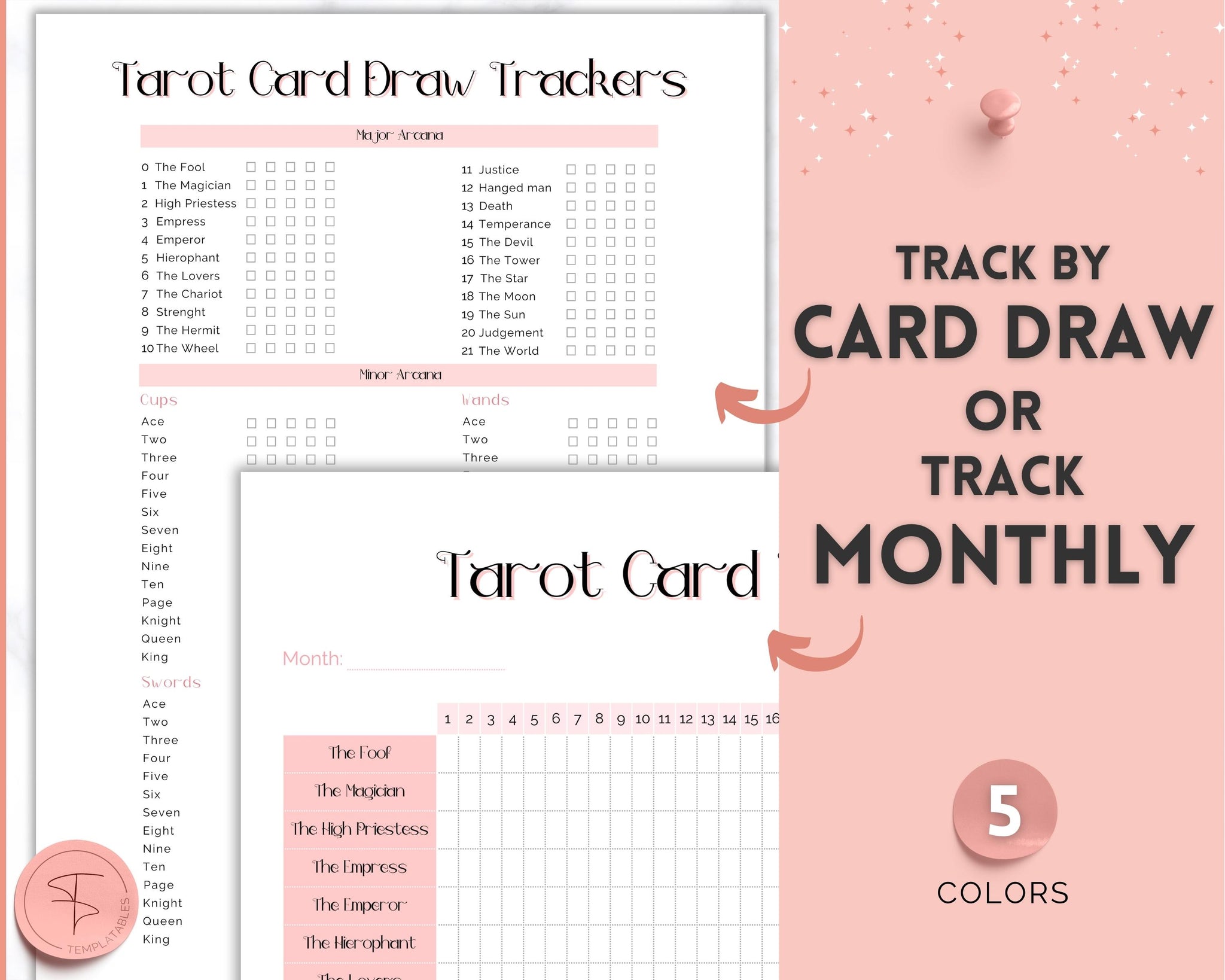 Weekly Tarot Planner 1 Card Spread Printable Tarot Journal Witchy Tarot  Sheets Tarot Pages DIY Tarot Planner Inserts US Letter 