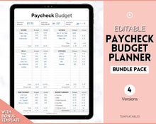 Load image into Gallery viewer, Editable Paycheck Budget Planner Template | Printable Paycheck Tracker, Finance Planner, Zero Based Budget Binder | Mono
