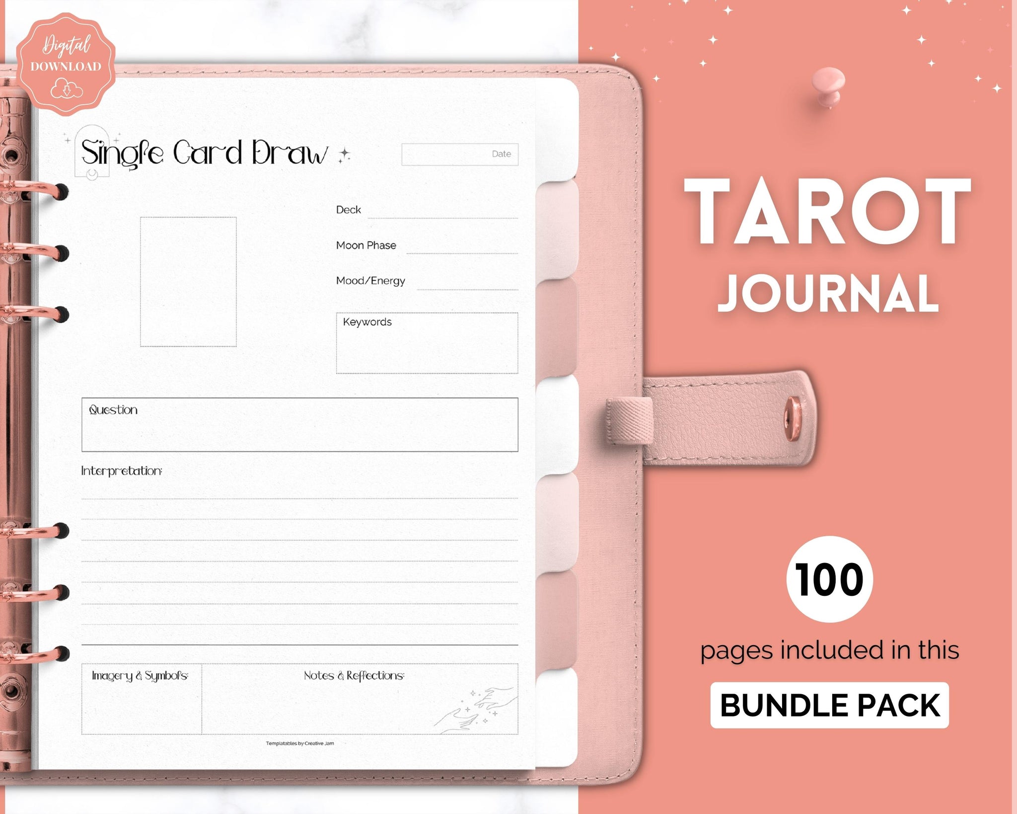 Weekly Tarot Planner 1 Card Spread Printable Tarot Journal Witchy Tarot  Sheets Tarot Pages DIY Tarot Planner Inserts US Letter 