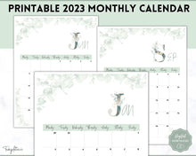 Load image into Gallery viewer, 2023 Monthly Calendar Printable | 12 Month Desk Calendar Planner | Portrait Green
