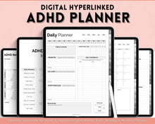 Load image into Gallery viewer, ADHD Digital Planner - Daily Planner for Neurodivergent Adults | Brain Dump Template, To Do List, Cleaning, Symptom Tracker for GoodNotes &amp; iPad | Mono
