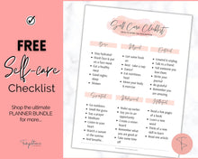 Load image into Gallery viewer, FREE - Self Care Checklist, Self-Care Planner &amp; Selfcare Journal Tracker | Wellness Planner, Daily Wellbeing, Mindfulness, Mental Health Kit | WC Scrawl Pink
