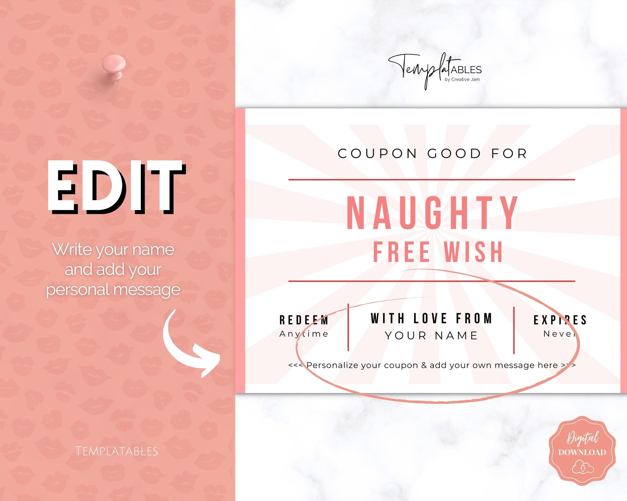 Naughty Sex Coupons for Valentines, Personalized Couples Gift