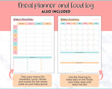 Load image into Gallery viewer, Baby Food Tracker Printable BUNDLE | Baby’s First Foods Meal Planner &amp; Daily Food Diary, 100 Foods Before 1 | Colorful Sky
