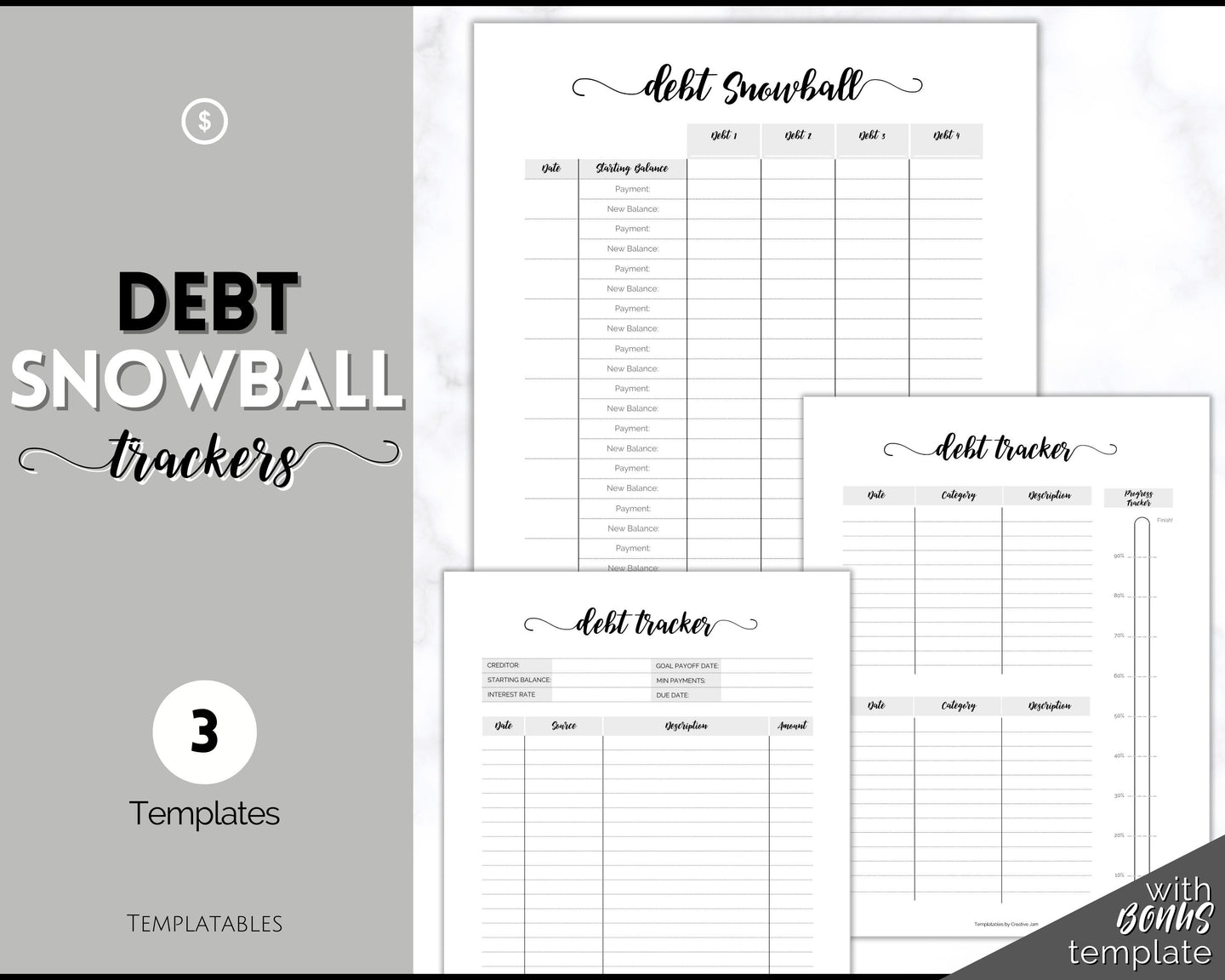 DEBT TRACKER, Debt Snowball, Debt Payoff Tracker Printable | Dave Ramsey Debt Free Tracker | Swash