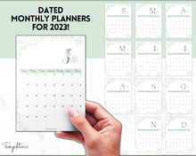 Load image into Gallery viewer, 2023 Monthly Calendar Printable | 12 Month Desk Calendar Planner | Portrait Green
