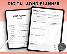 Load image into Gallery viewer, ADHD Digital Planner - Daily Planner for Neurodivergent Adults | Brain Dump Template, To Do List, Cleaning, Symptom Tracker for GoodNotes &amp; iPad | Mono
