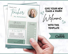 Load image into Gallery viewer, Meet the Teacher Template | Editable Introduction letter for Teachers | Green
