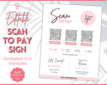 Load image into Gallery viewer, Scan to Pay Sign Shop Logo Editable Sign | QR Code Payment Sign for Small Businesses | Brit Pink
